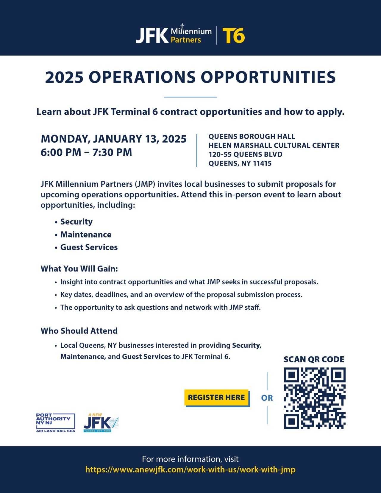Flyer detailing 2025 Operations Opportunities Event, content also linked on web page