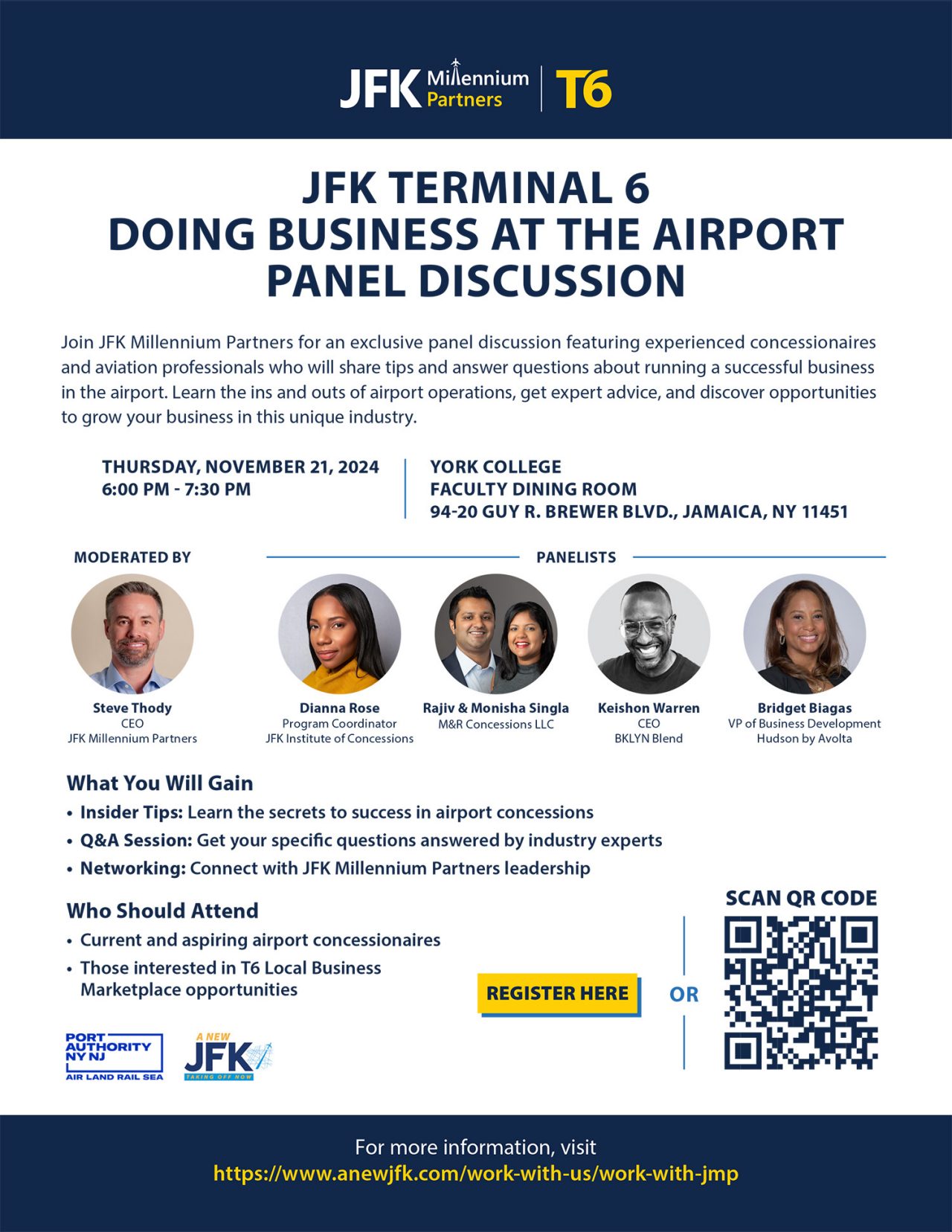 Event flyer with QR code and click to register